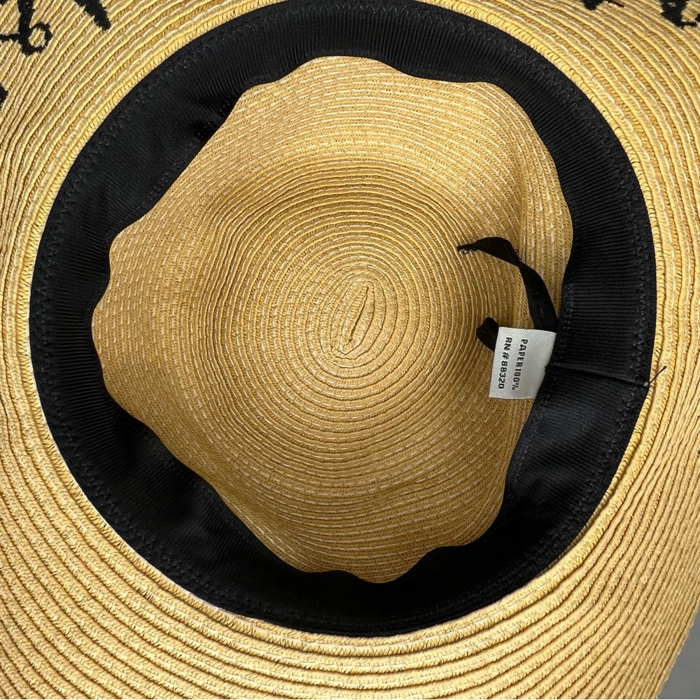 Women’s Woven “Sunshine White Wine” Adjustable Sun Hat With Black Band By C.C. - Picture 7 of 9